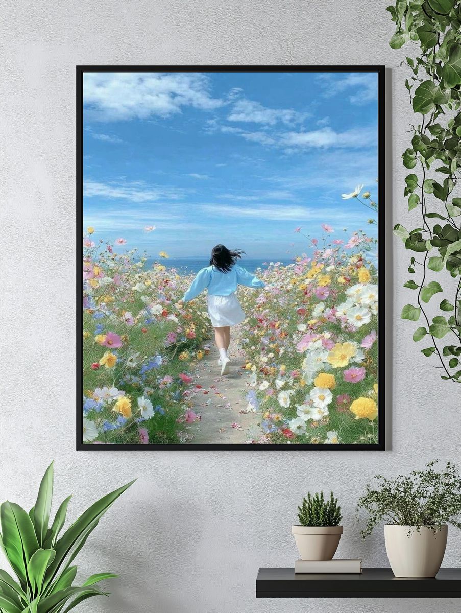 Flower Field by the Sea Poster. — room view 4