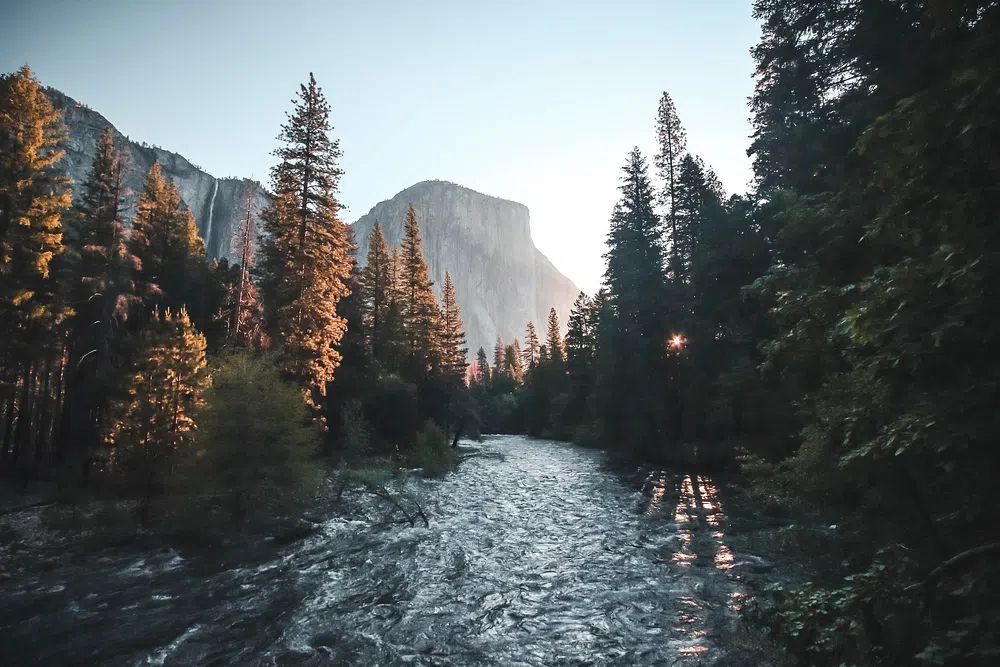 Sunrise at Yosemite Valley, USA. poster detail