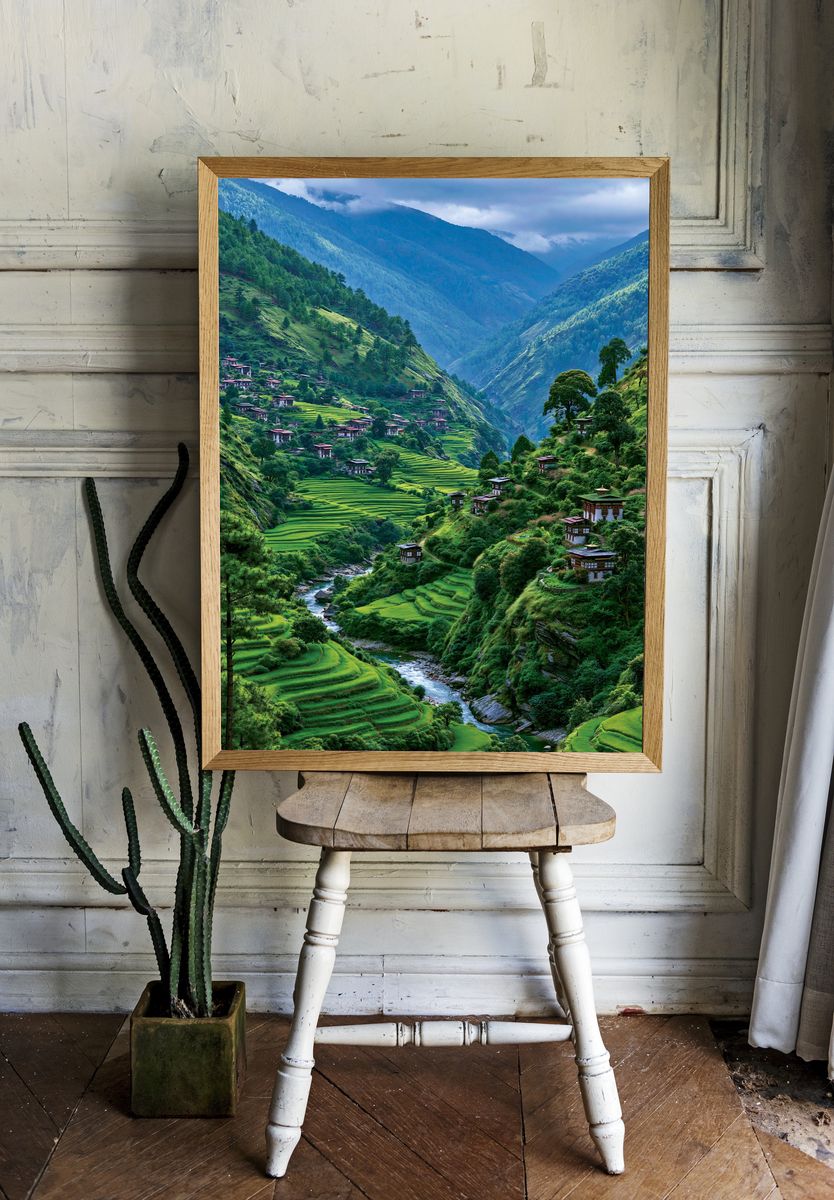 Himalayan Valley Terraces Print. — room view 1