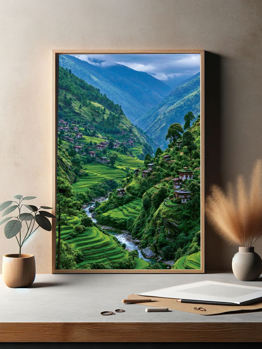 Himalayan Valley Terraces Print. — room view 2