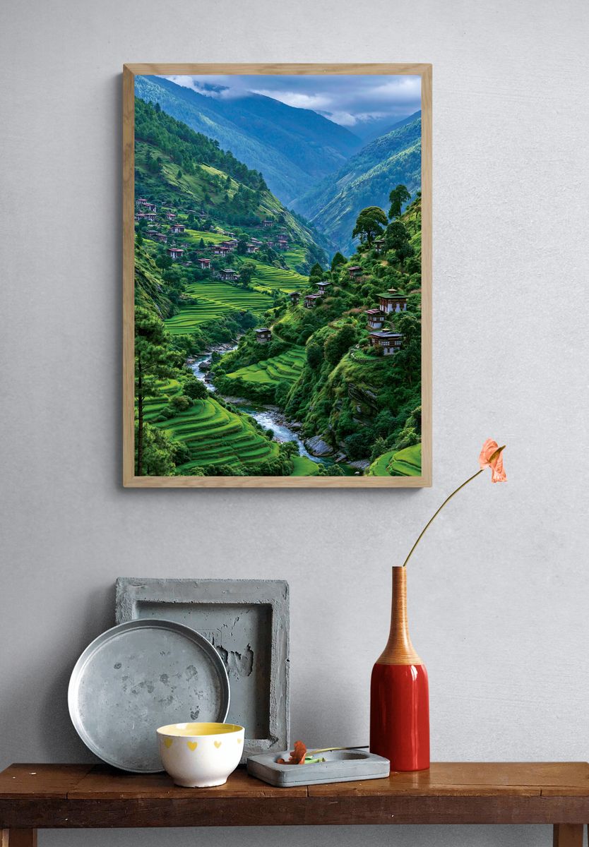 Himalayan Valley Terraces Print. — room view 3