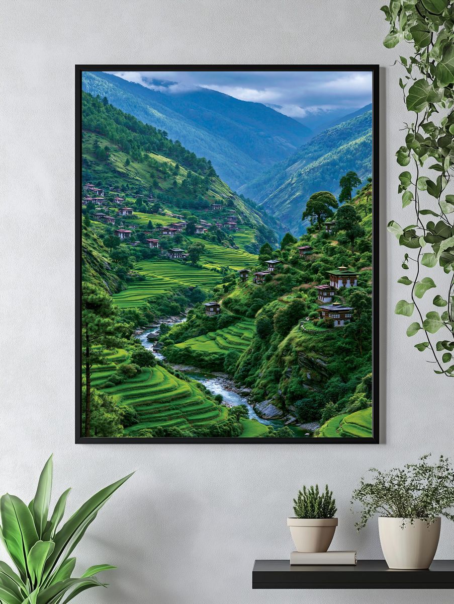 Himalayan Valley Terraces Print. — room view 4