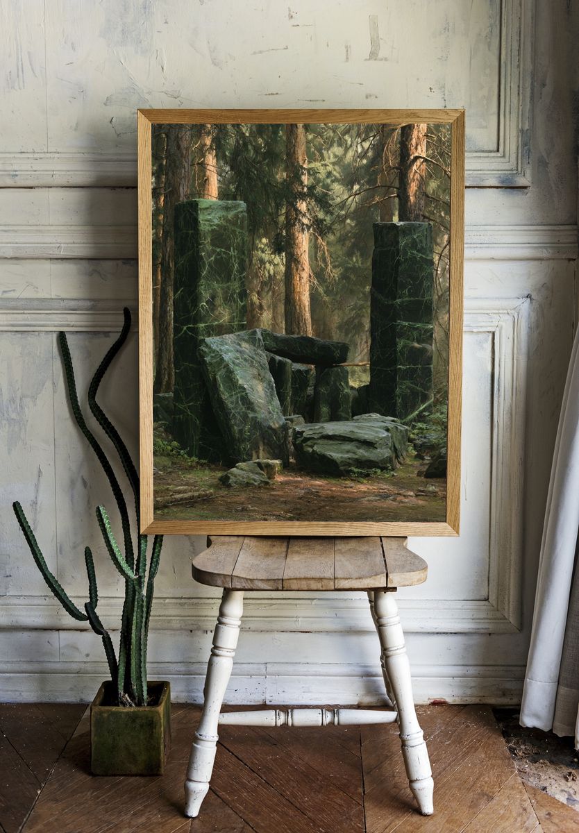 Mystic Forest Stone Circle Print. room preview
