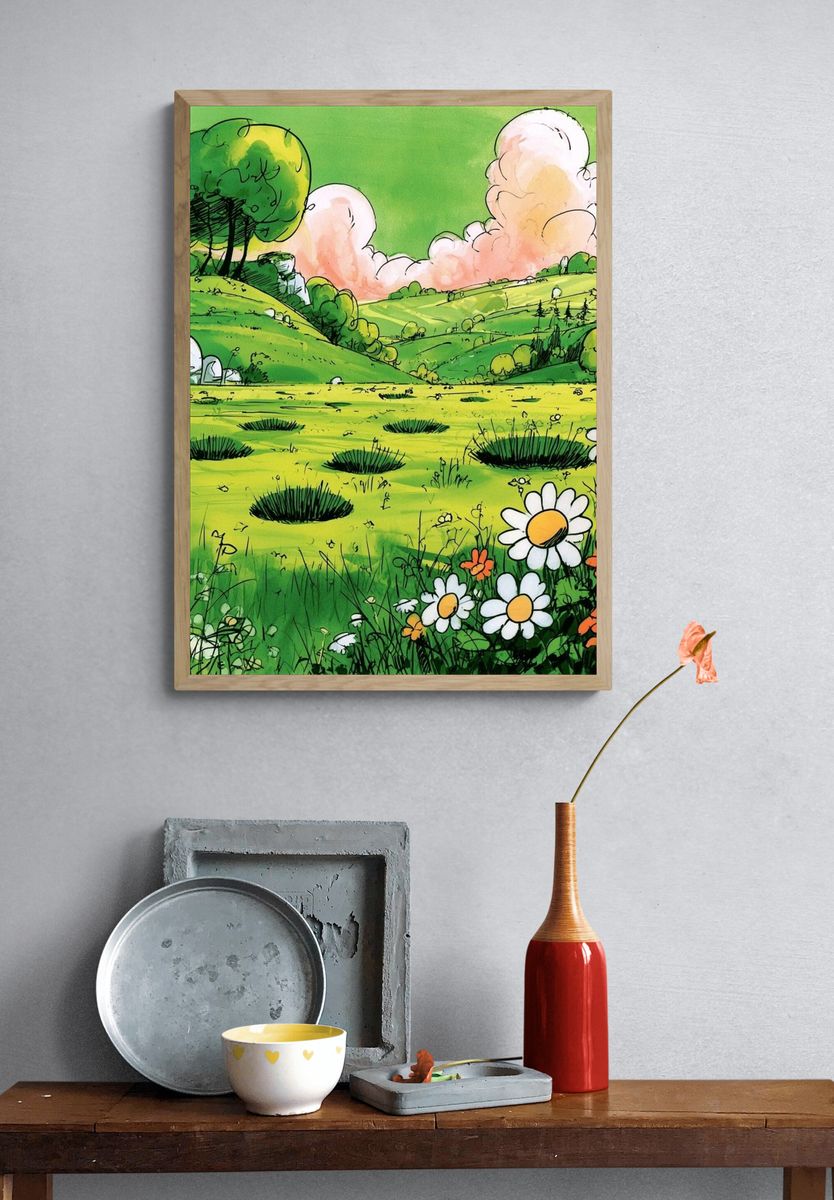 Spring Meadow Landscape Poster. — room view 3