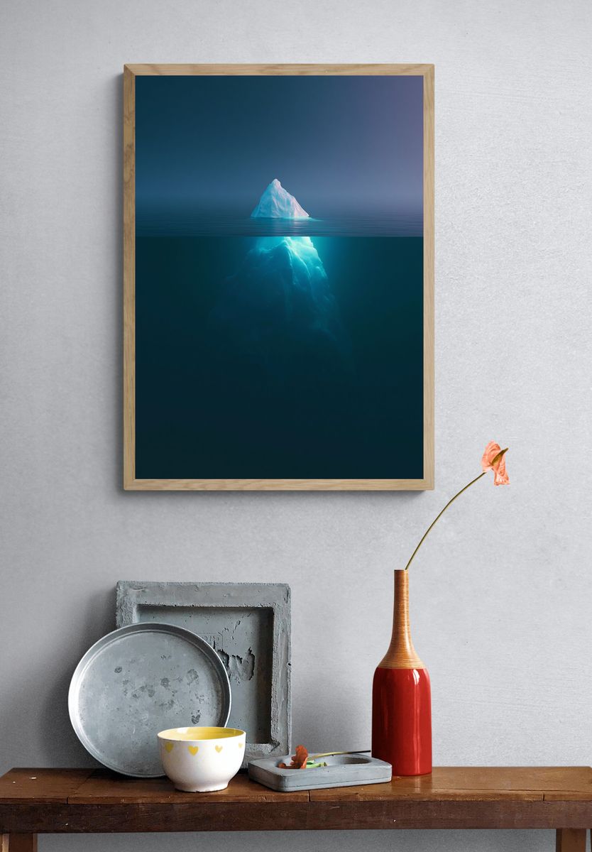 Iceberg Horizon Abstract Print. — room view 3