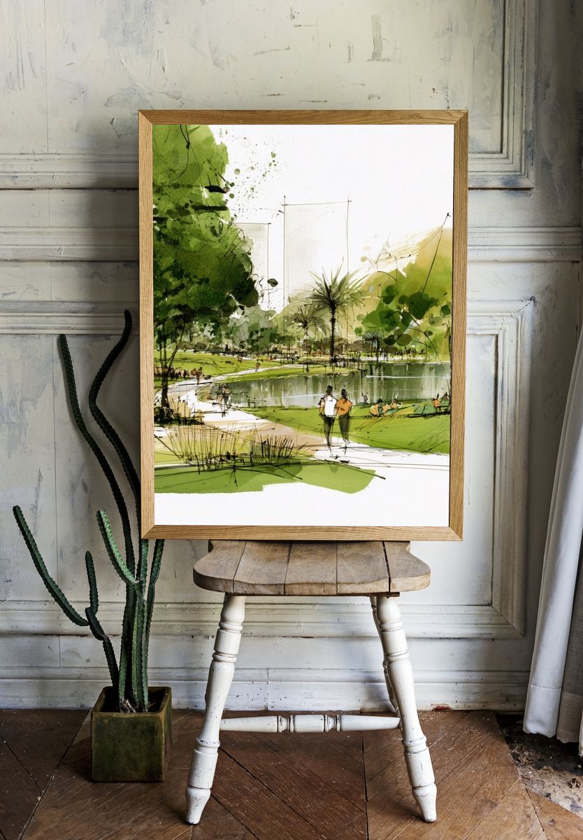 Park Landscape Watercolor Poster. room preview