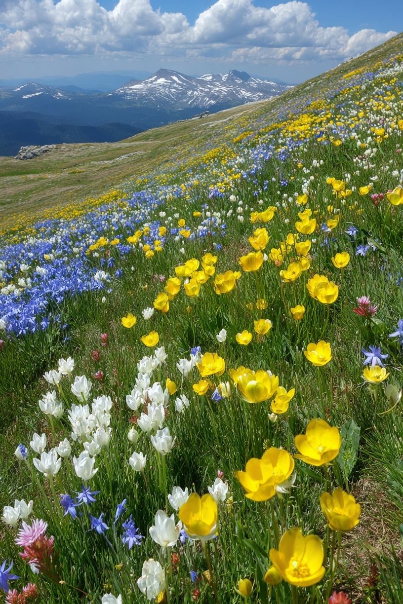 Alpine Wildflower Meadow Nature Print. poster detail