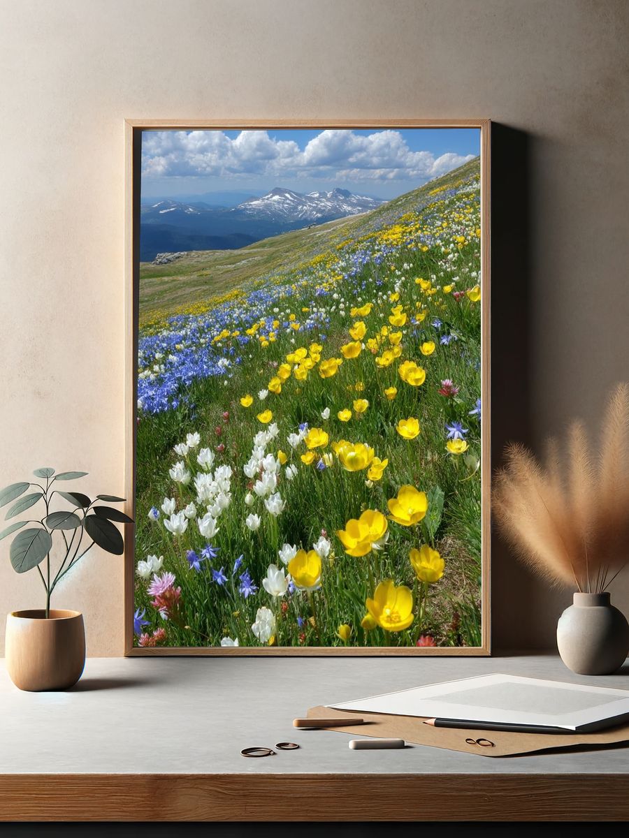 Alpine Wildflower Meadow Nature Print. — room view 2