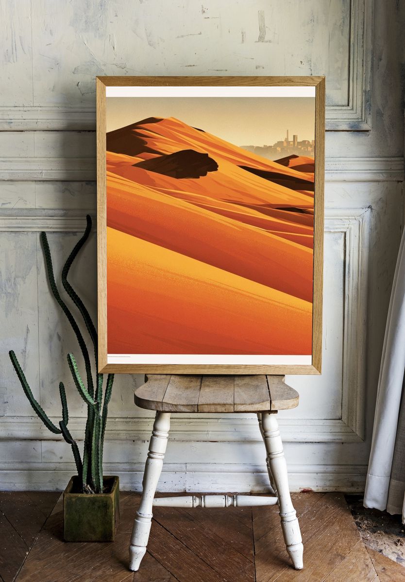 Desert Dunes Sunset Print. room preview