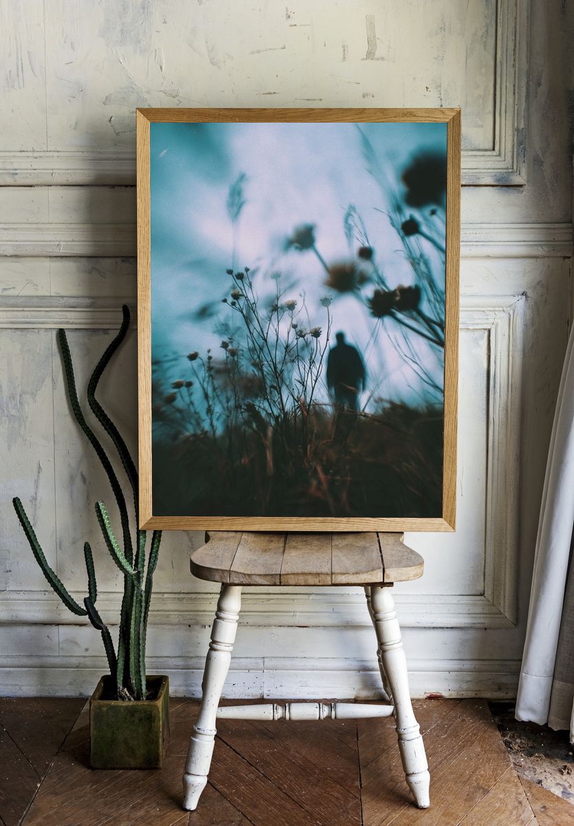 Dreamy Wildflower Silhouette Photography Poster. room preview