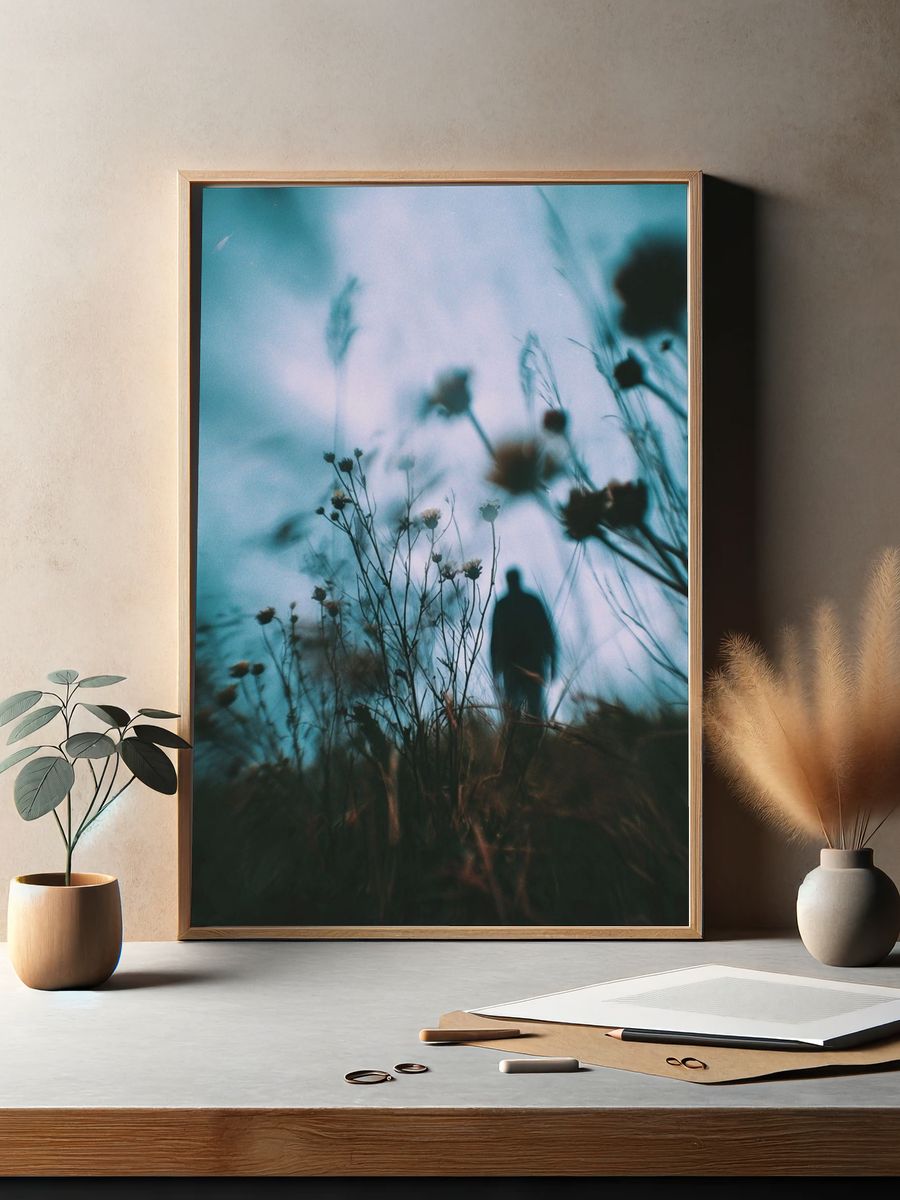 Dreamy Wildflower Silhouette Photography Poster. — room view 2