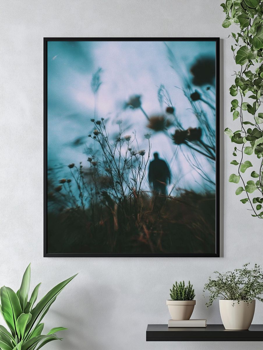 Dreamy Wildflower Silhouette Photography Poster. — room view 4