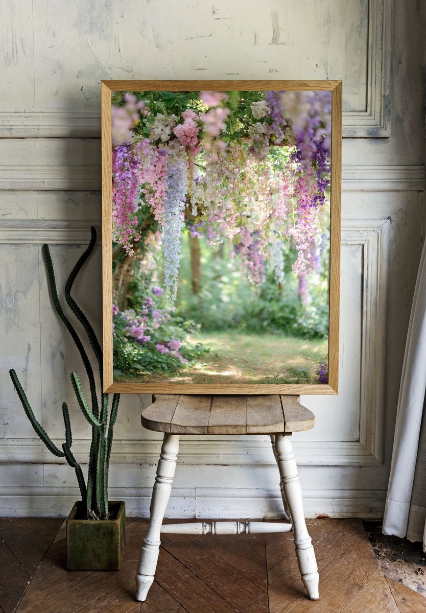 Hanging Floral Garden Photography Poster. — room view 1