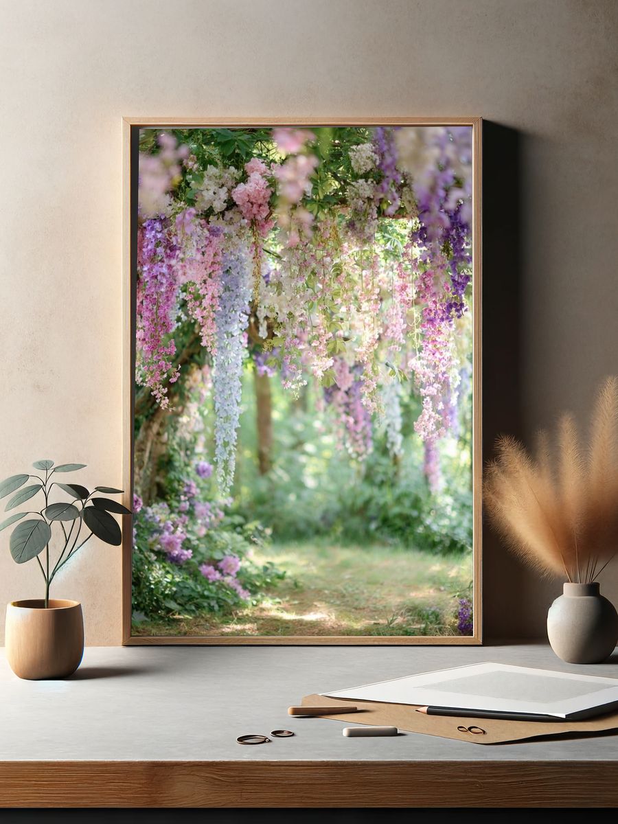 Hanging Floral Garden Photography Poster. — room view 2