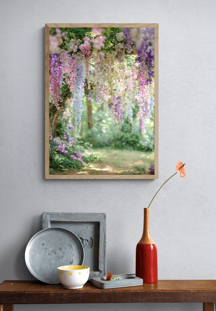 Hanging Floral Garden Photography Poster. — room view 3