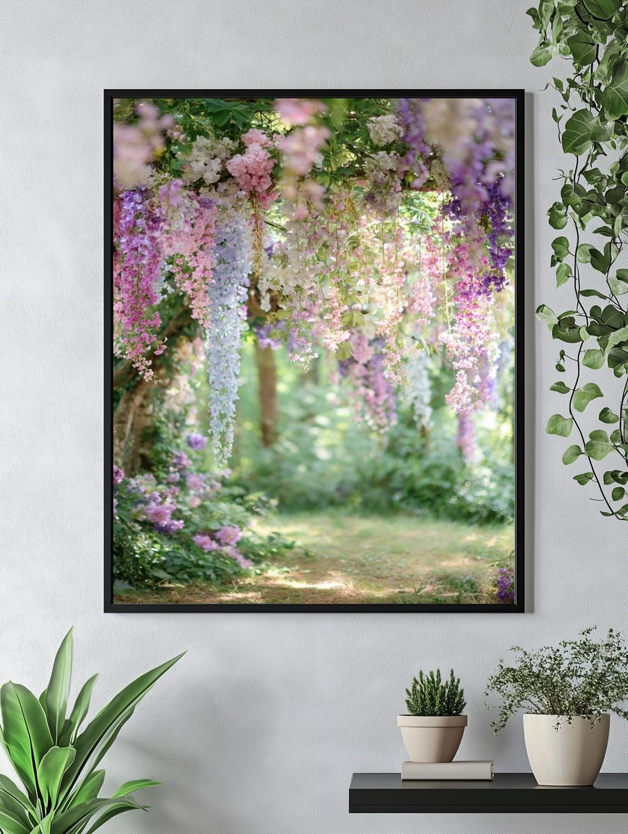 Hanging Floral Garden Photography Poster. — room view 4