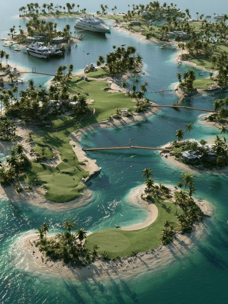 Tropical Island Golf Resort Poster. poster — nature art