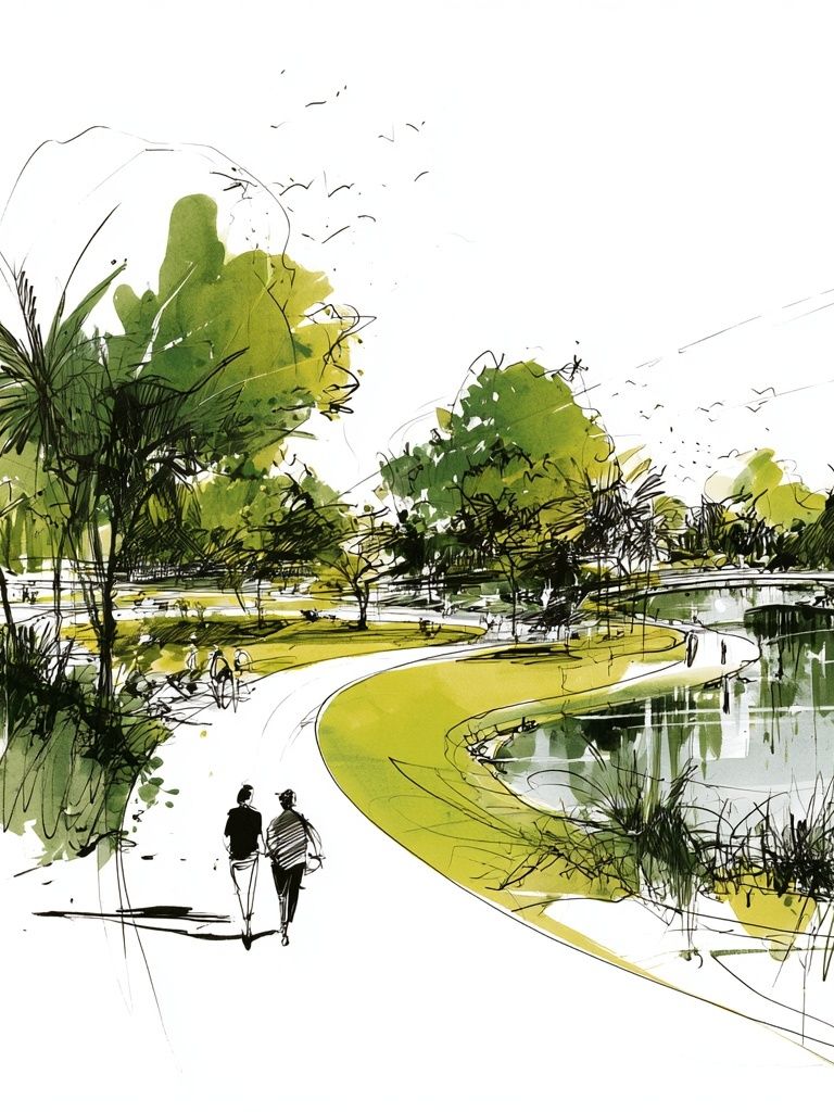 Lakeside Park Sketch Poster. poster detail