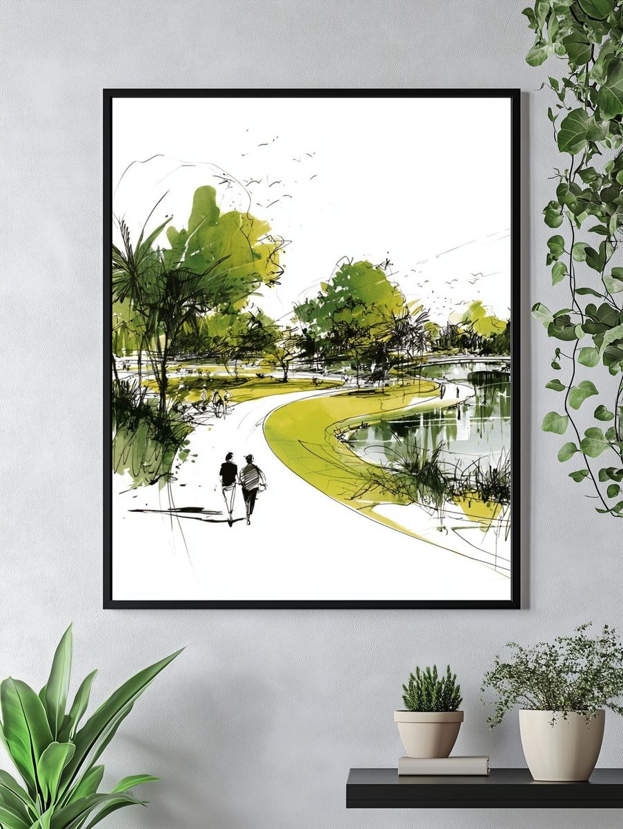 Lakeside Park Sketch Poster. — room view 4