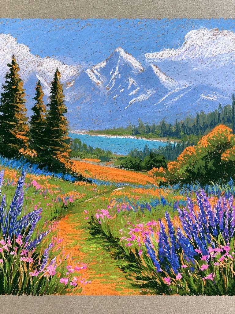 Mountain Wildflower Landscape Poster. poster — nature art