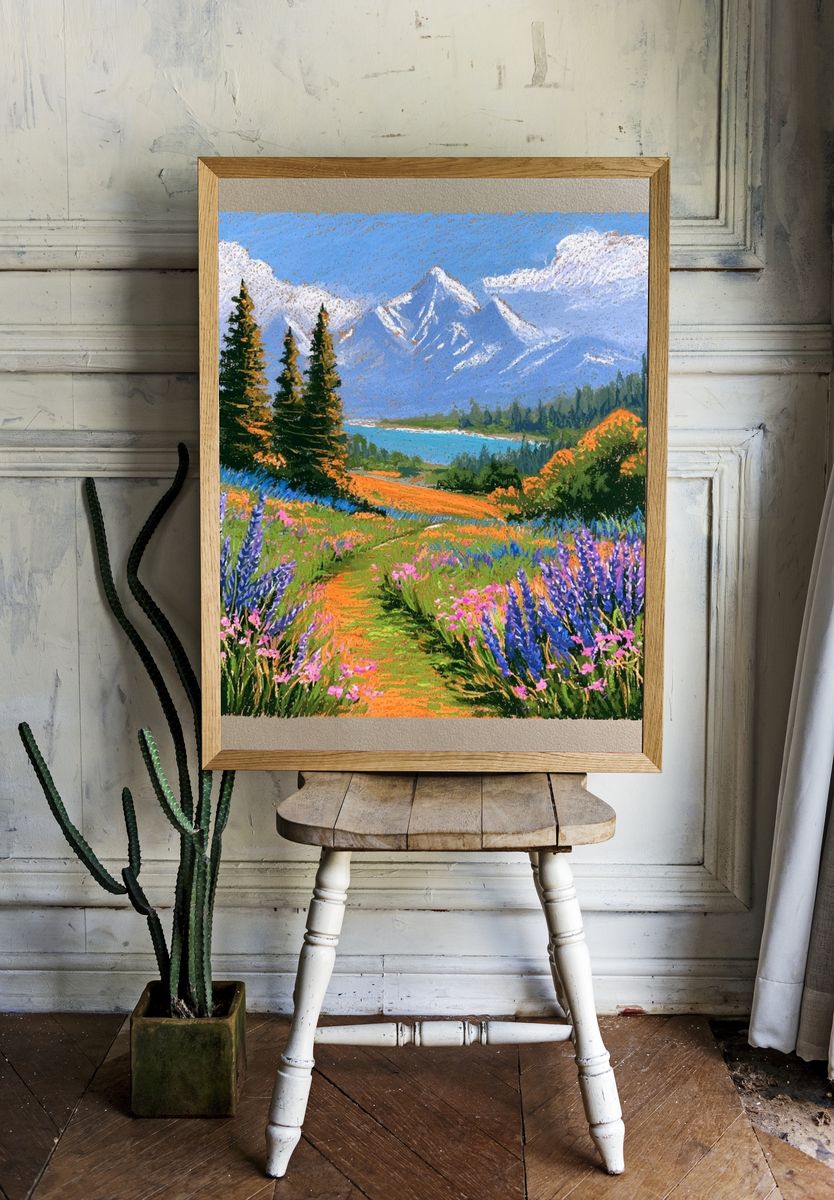 Mountain Wildflower Landscape Poster. room preview