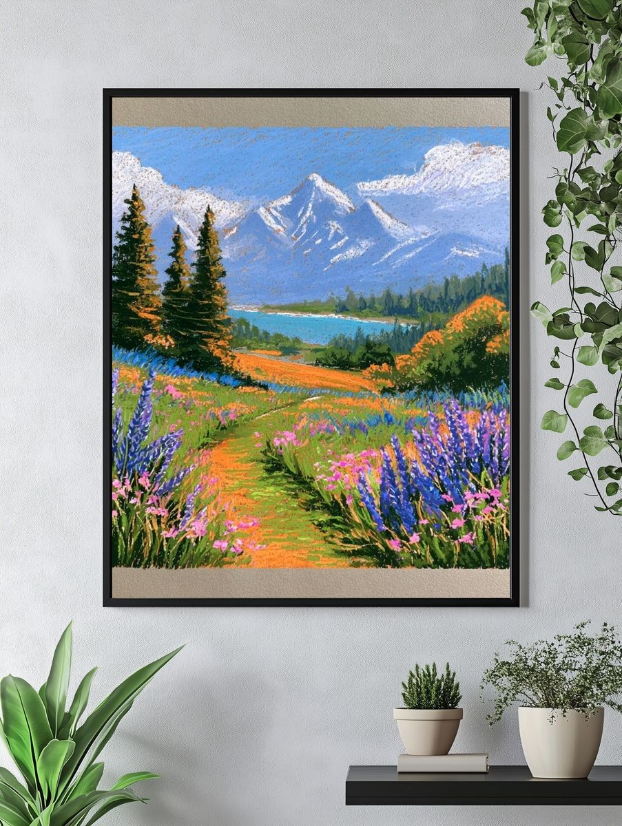 Mountain Wildflower Landscape Poster. — room view 4