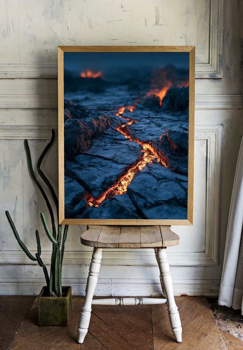 Lava Crack Landscape Print. — room view 1