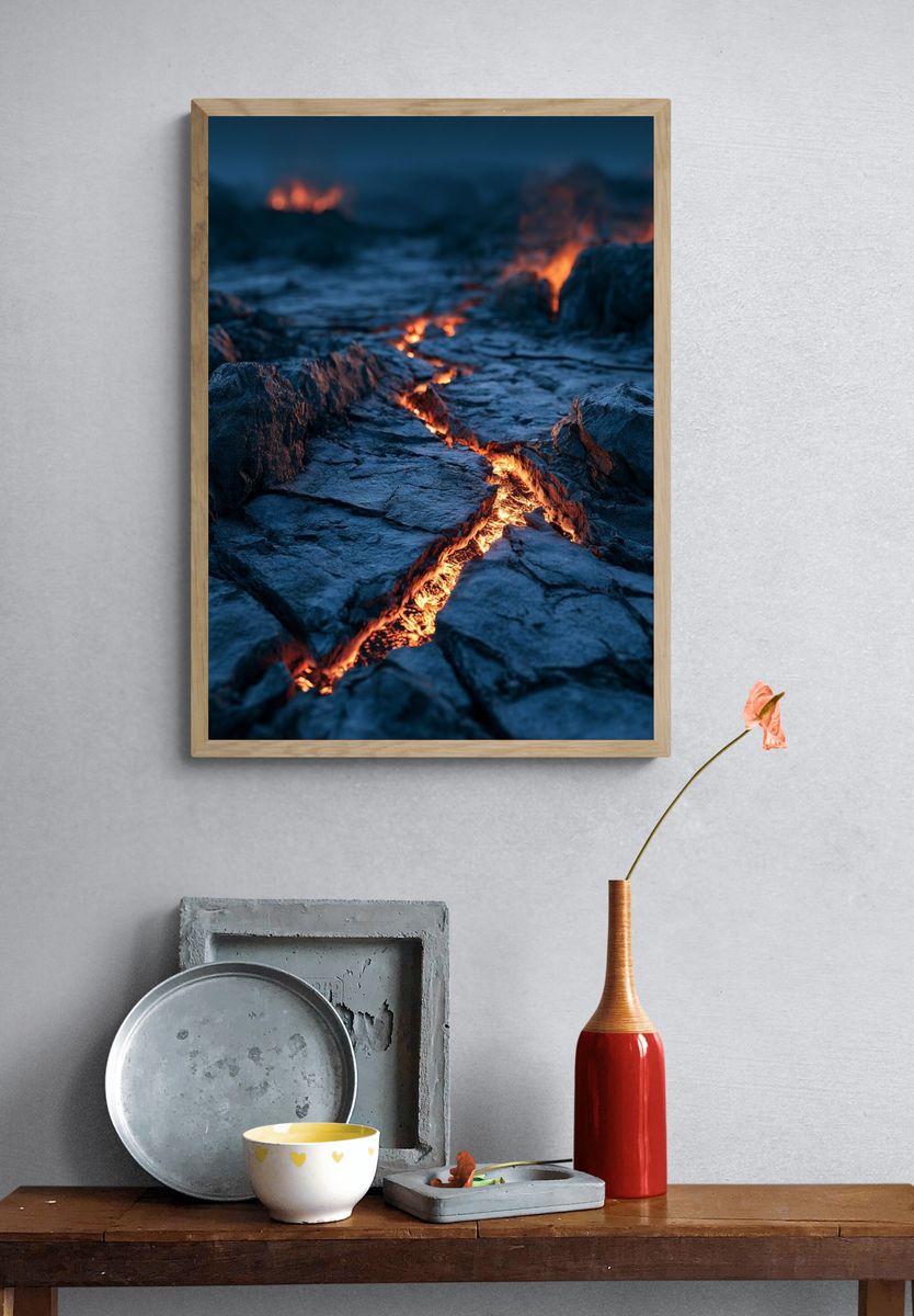 Lava Crack Landscape Print. — room view 3