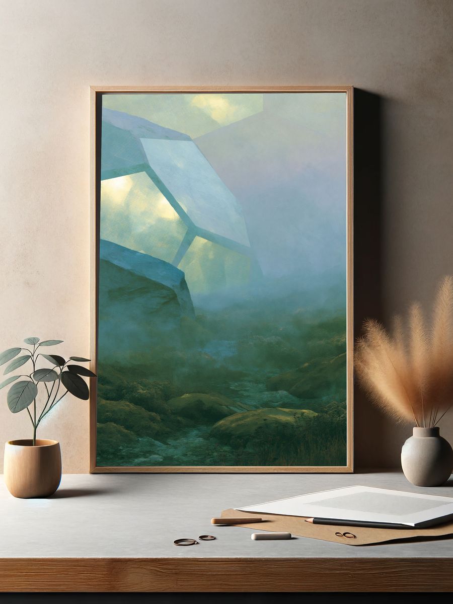 Misty Mountain Lightscape Print. — room view 2
