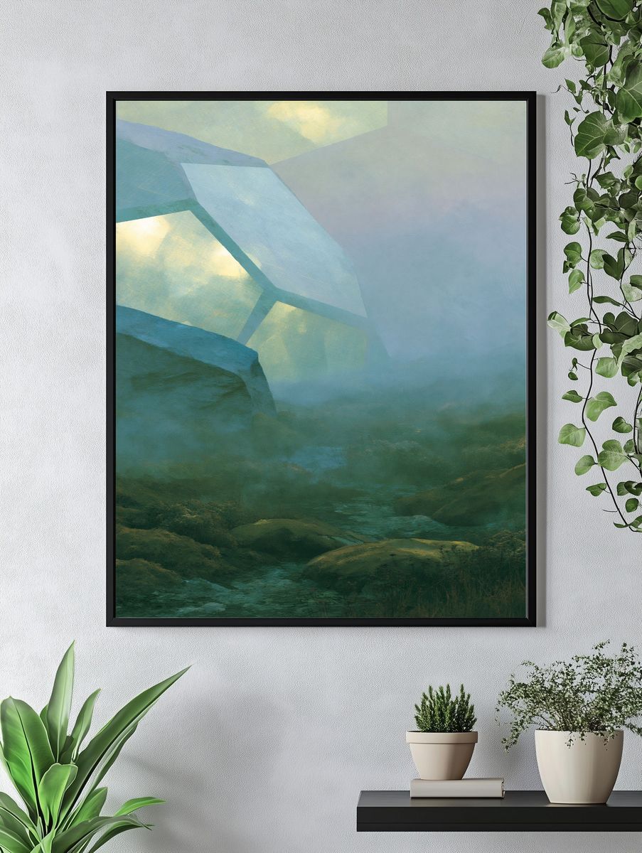 Misty Mountain Lightscape Print. — room view 4