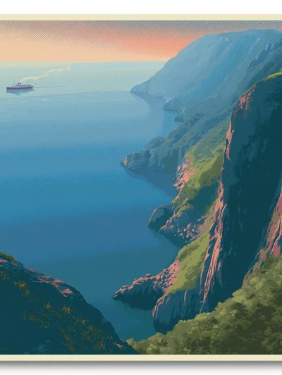 Cliffside Coast Sunset Print.