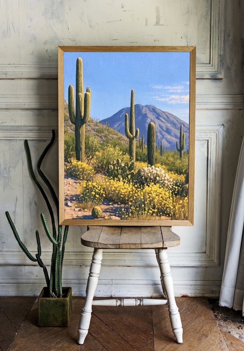Desert Saguaro Landscape Print. — room view 1