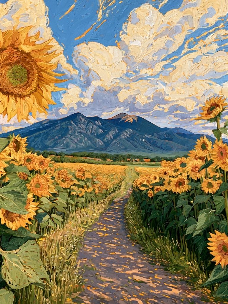Sunflower Field Landscape Print. poster — nature art