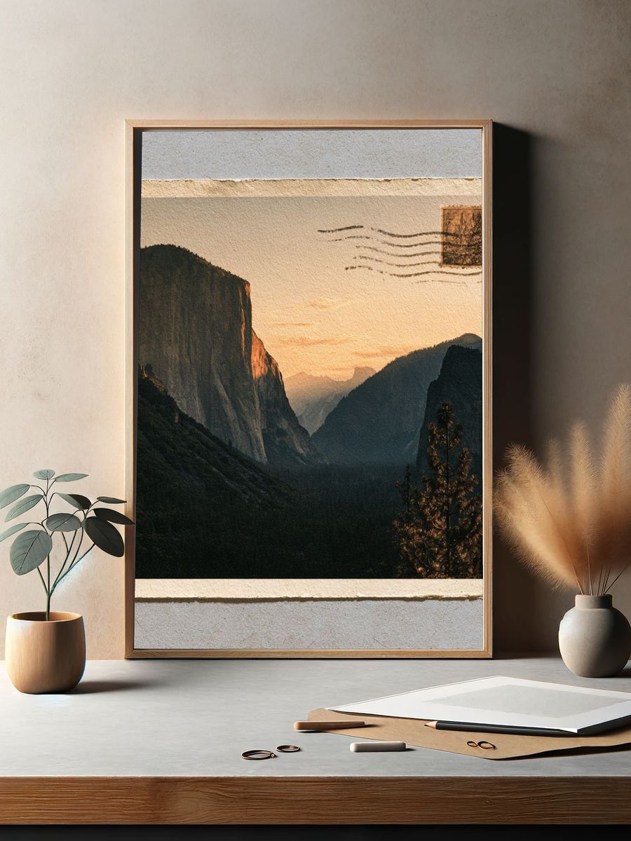 Yosemite Sunset Landscape Print. — room view 2