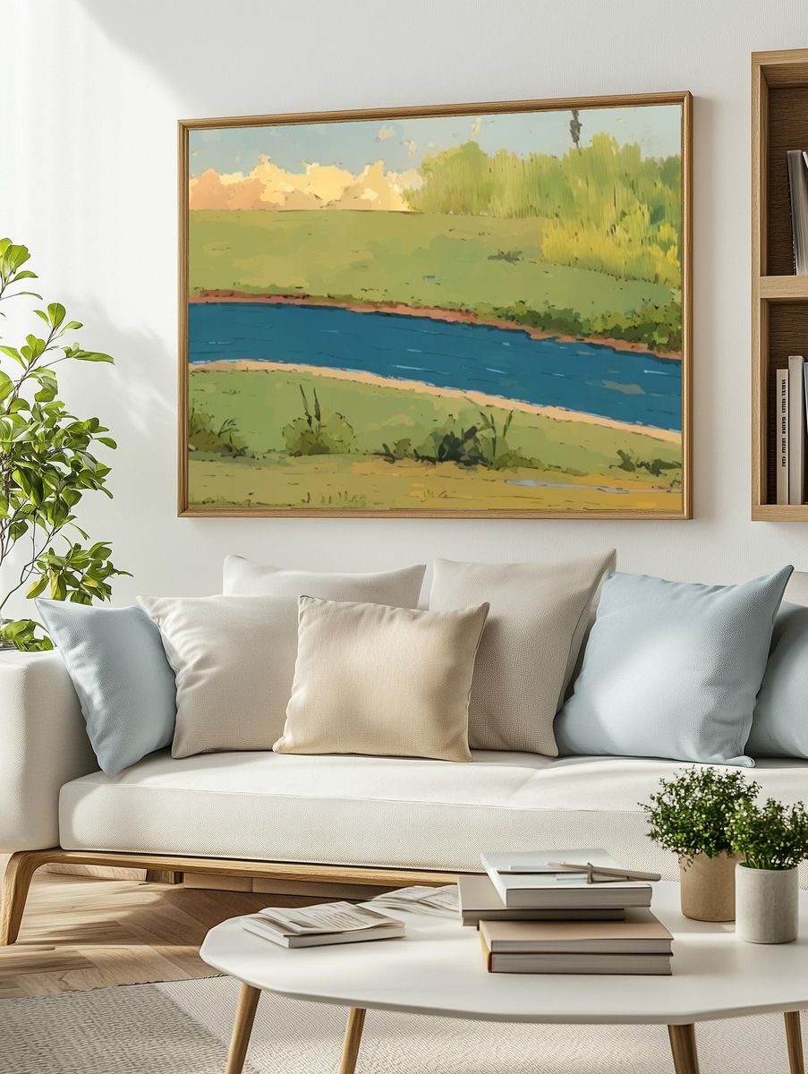 River Meadow Landscape Print. — room view 2