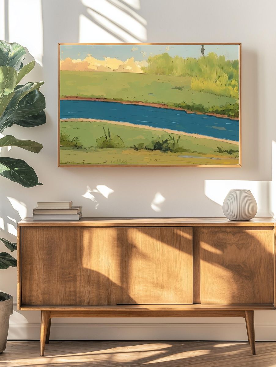 River Meadow Landscape Print. — room view 3