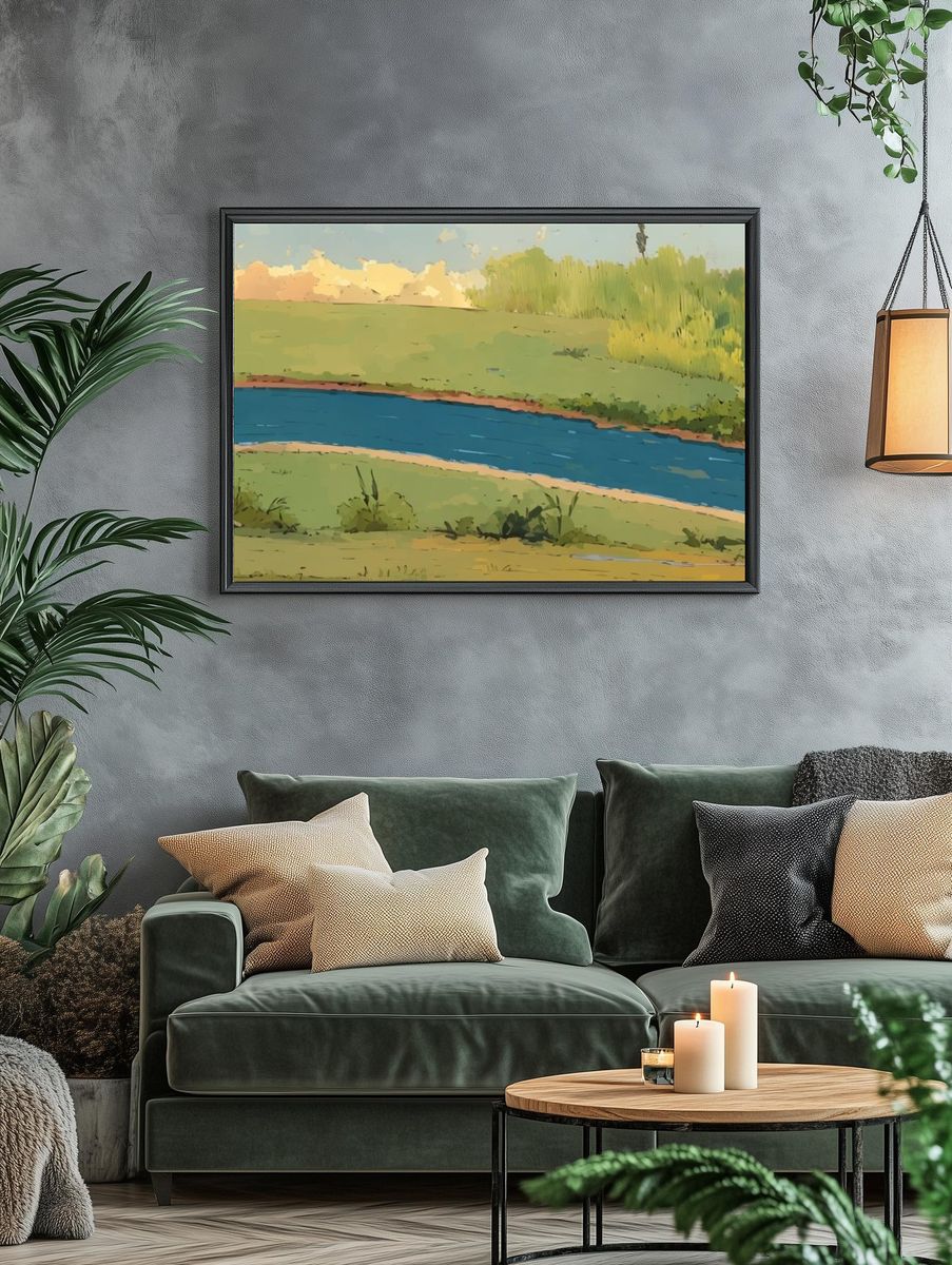 River Meadow Landscape Print. — room view 4