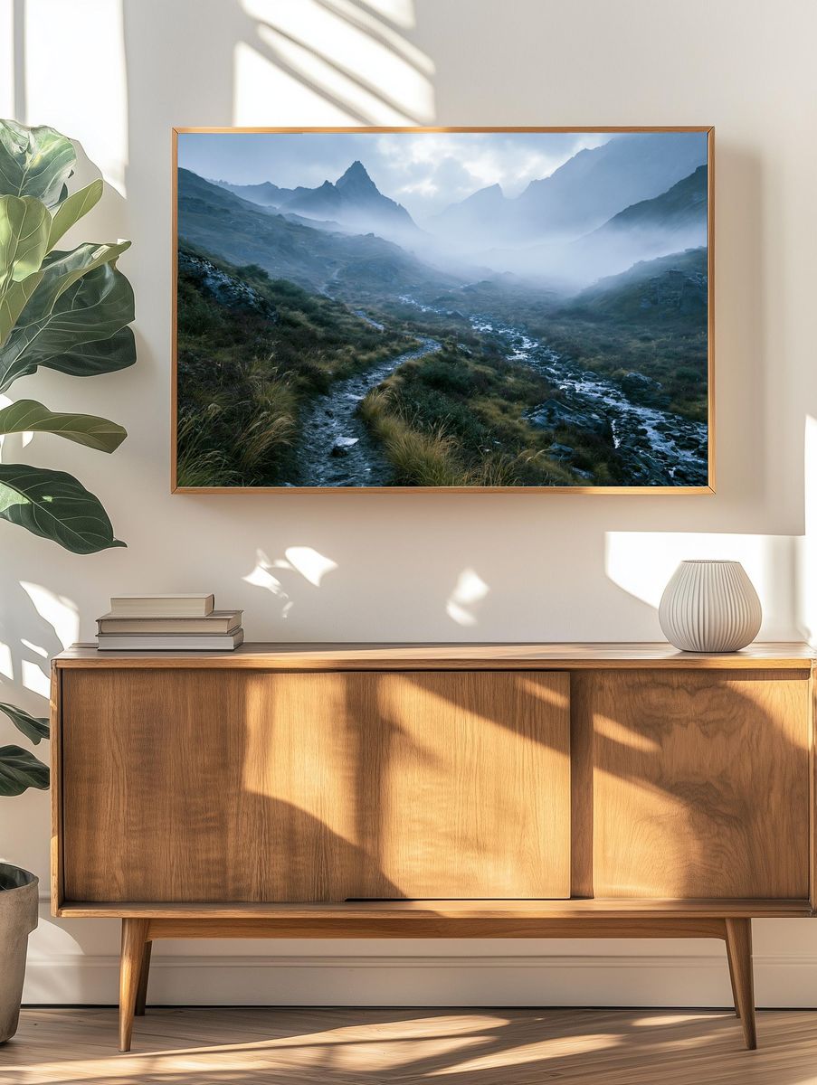 Misty Mountain Valley Landscape Poster. — room view 3