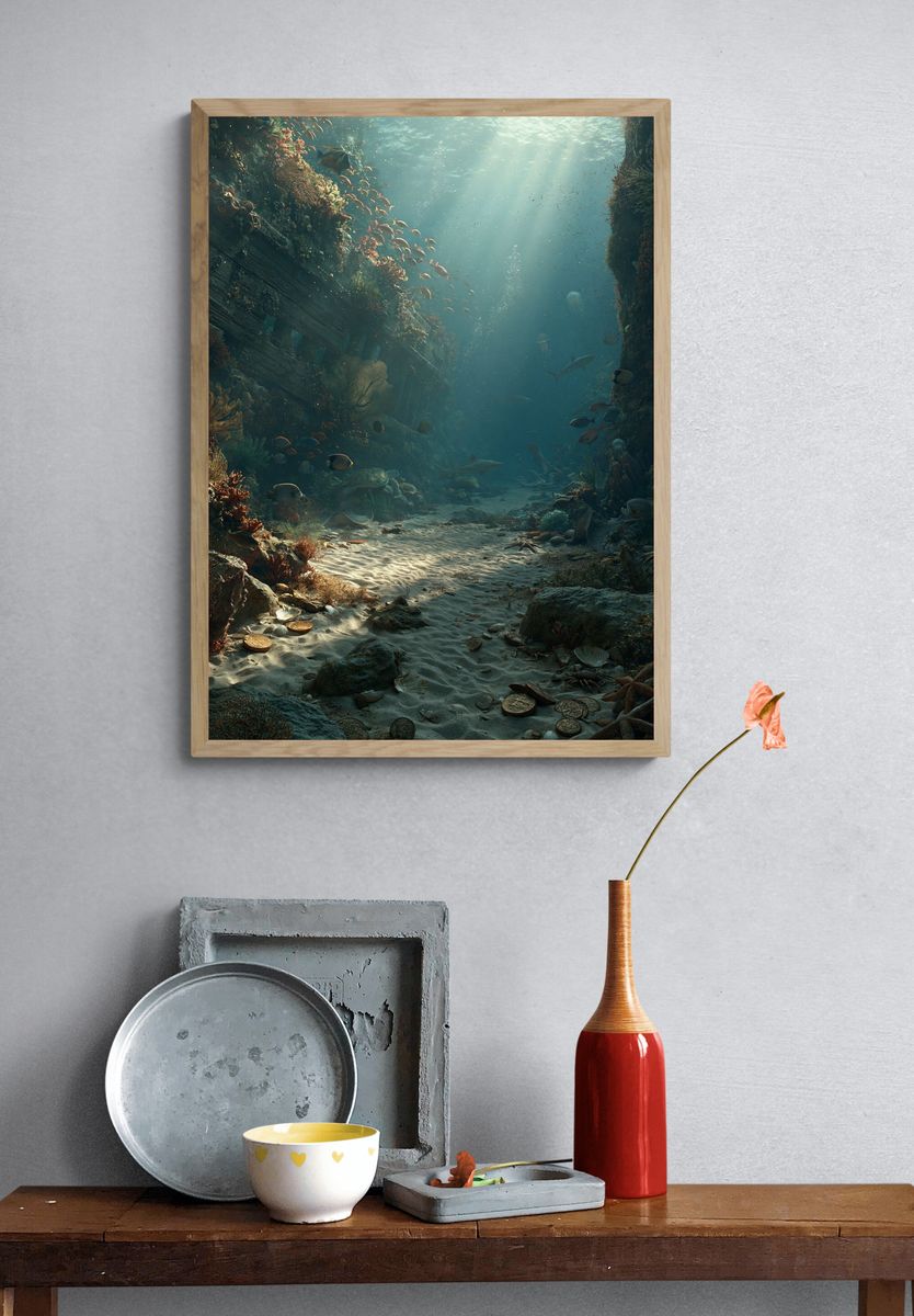 Underwater Reef Canyon Poster. — room view 3