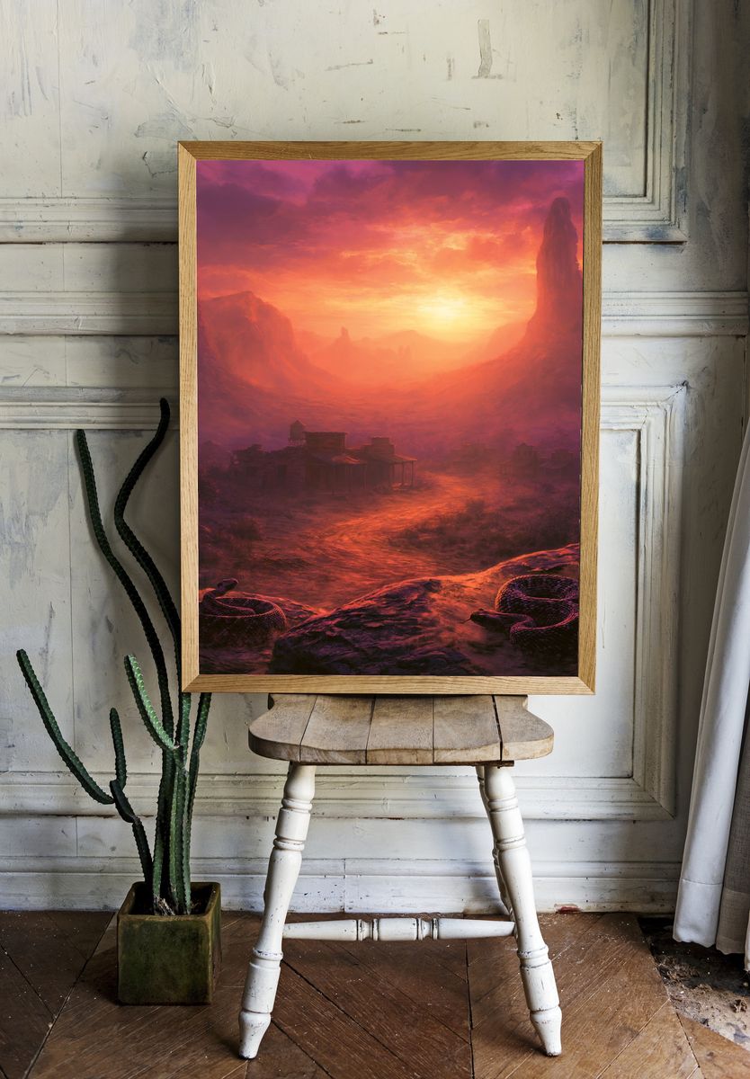 Desert Sunset Canyon Print. room preview