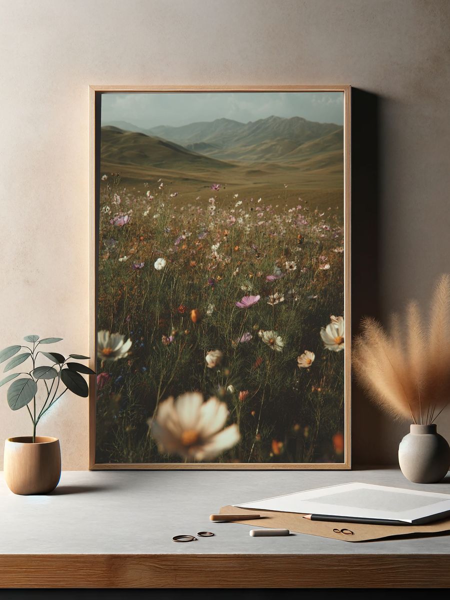 Wildflower Meadow Landscape Poster. — room view 2