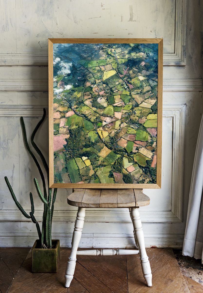 Patchwork Farmland Abstract Poster room preview