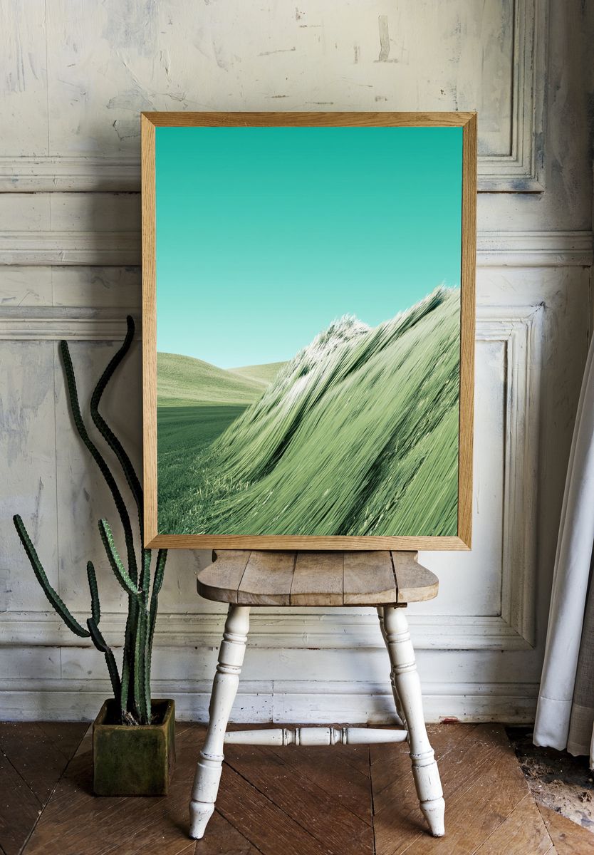 Wind-Swept Grassland Nature Print. room preview