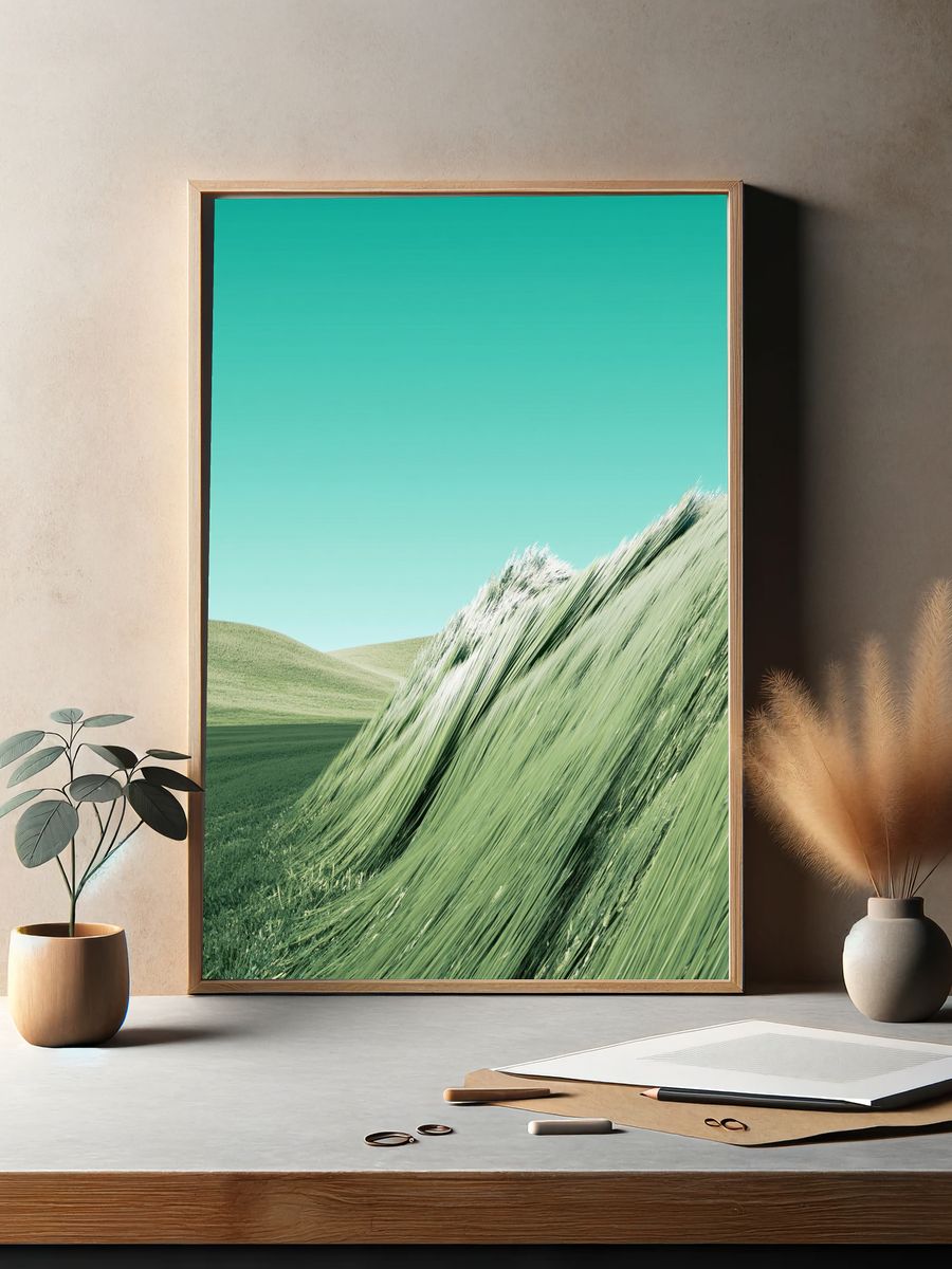 Wind-Swept Grassland Nature Print. — room view 2