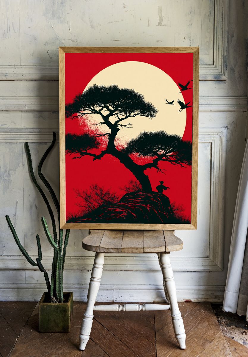 Japanese Pine Silhouette Poster. room preview