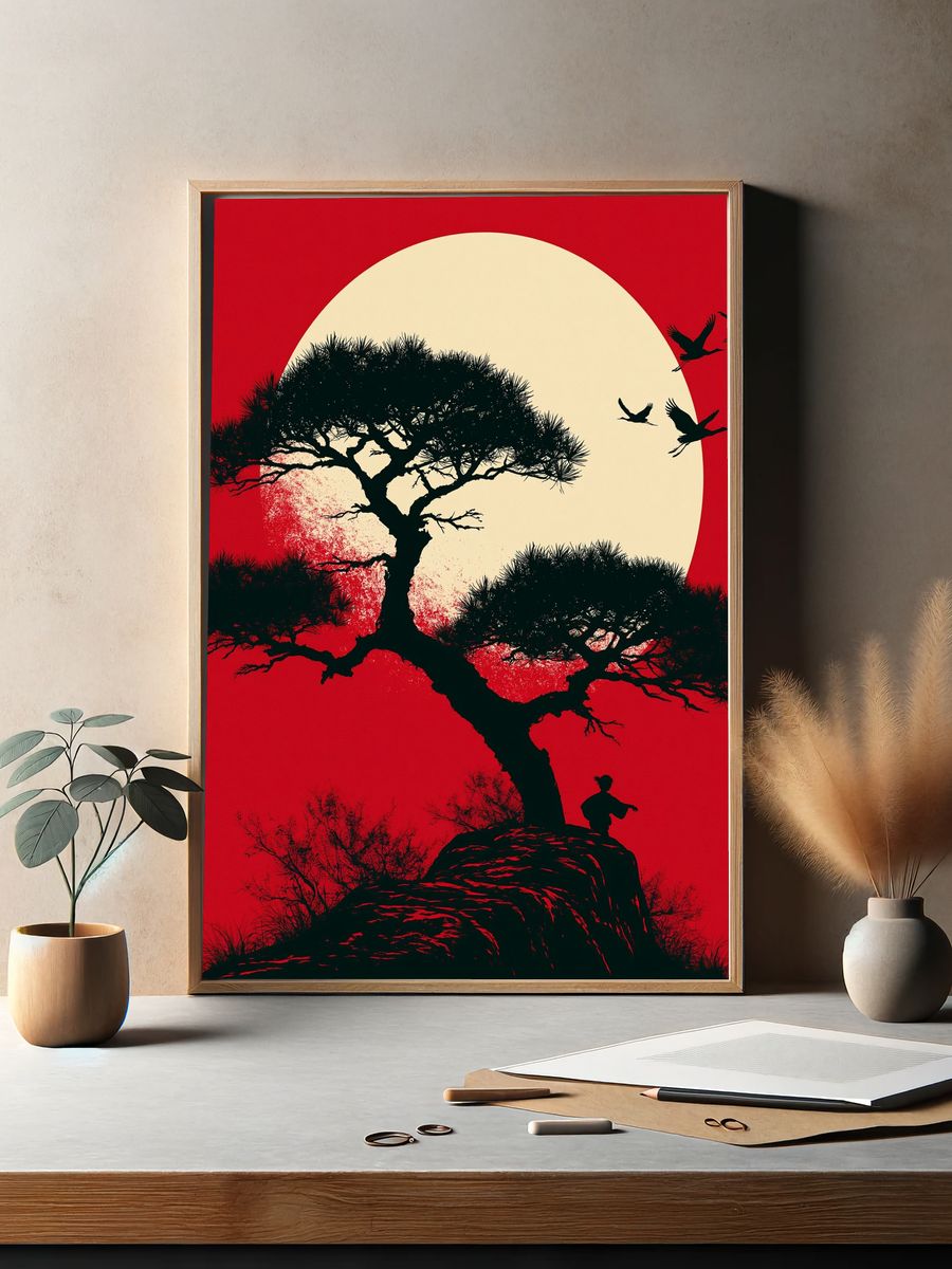 Japanese Pine Silhouette Poster. — room view 2