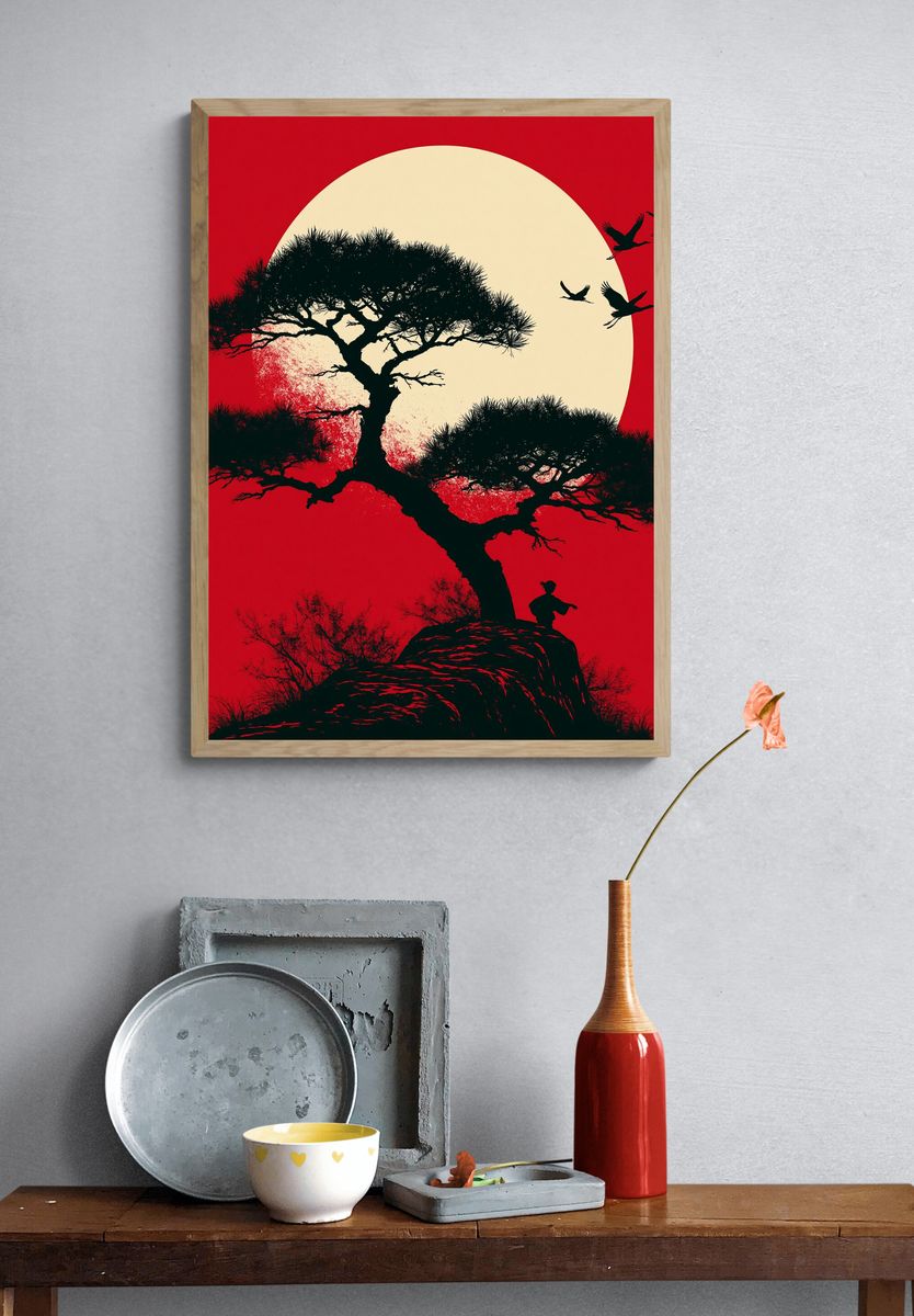 Japanese Pine Silhouette Poster. — room view 3