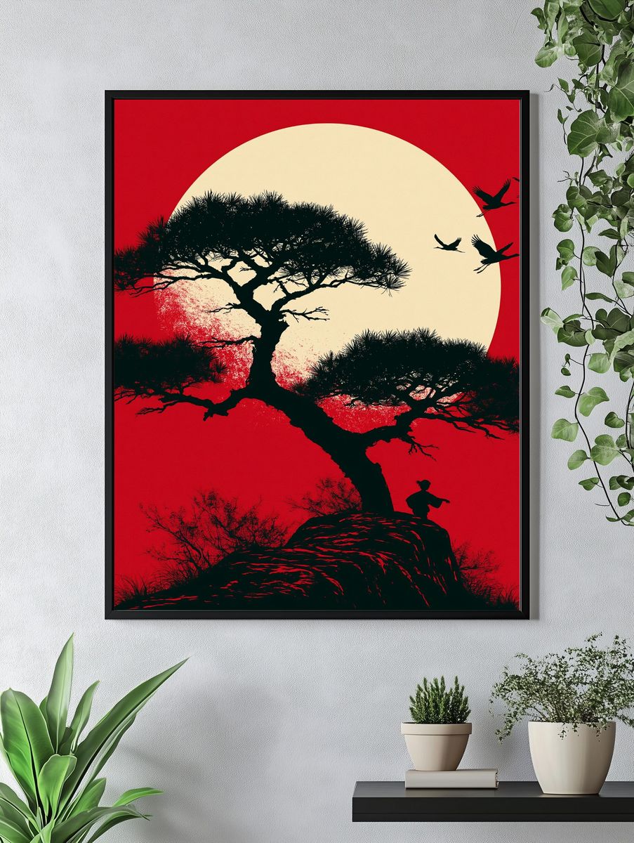 Japanese Pine Silhouette Poster. — room view 4