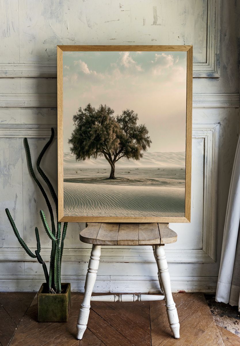 Solitary Desert Tree Nature Print. room preview