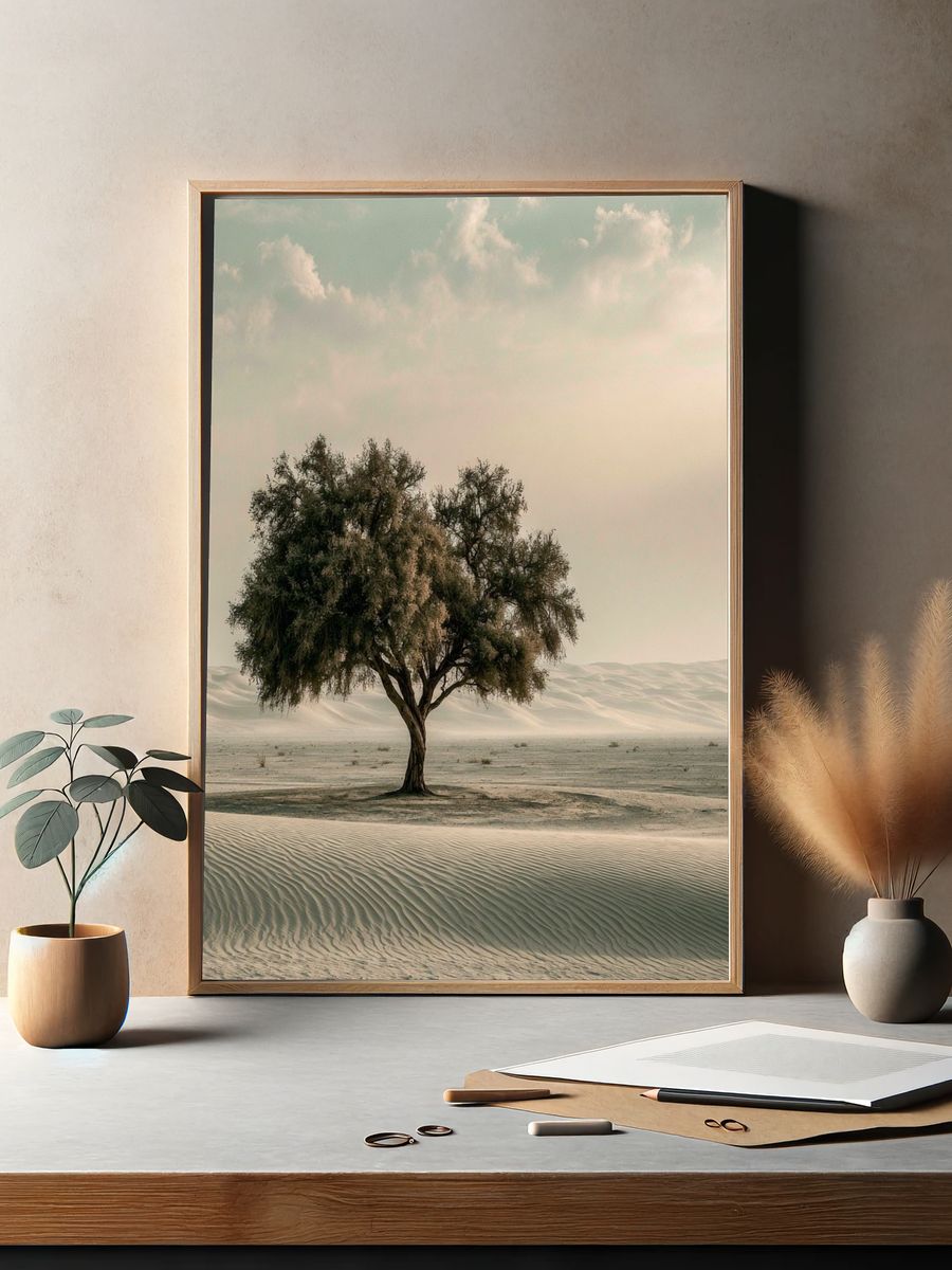 Solitary Desert Tree Nature Print. — room view 2